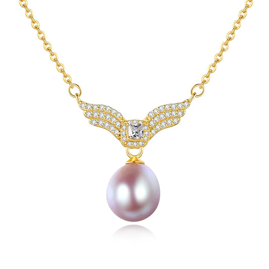 925 Sterling Silver Natural Pearl Drop Necklace Fashion Jewelry Gift for Women Girls