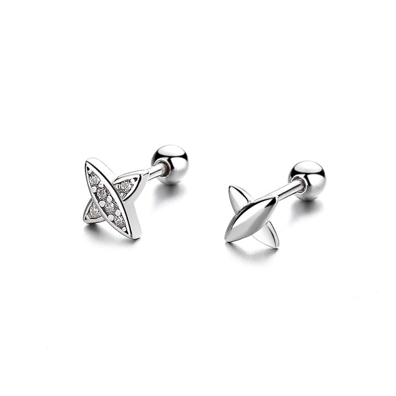 925 Sterling Silver X Screw Back Stud Earrings
