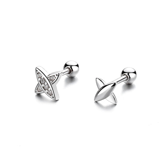 925 Sterling Silver X Screw Back Stud Earrings
