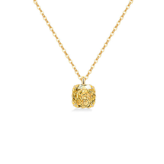 925 Sterling Silver Fashion 18K Gold Zircon Pendant Necklace