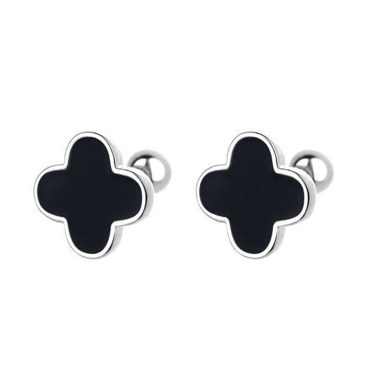 925 Sterling Silver Enamel Screw Back Stud Earrings
