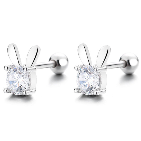 925 Sterling Silver Zircon Screw Back Stud Earrings
