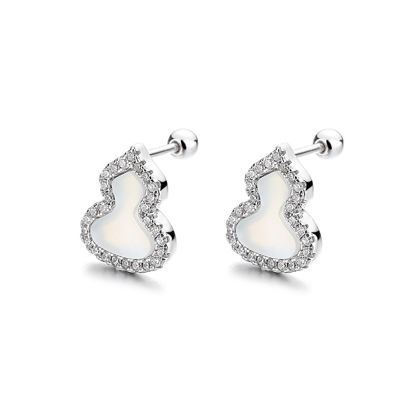 925 Sterling Silver Calabash Screw Back Stud Earrings