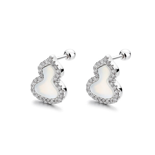 925 Sterling Silver Calabash Screw Back Stud Earrings