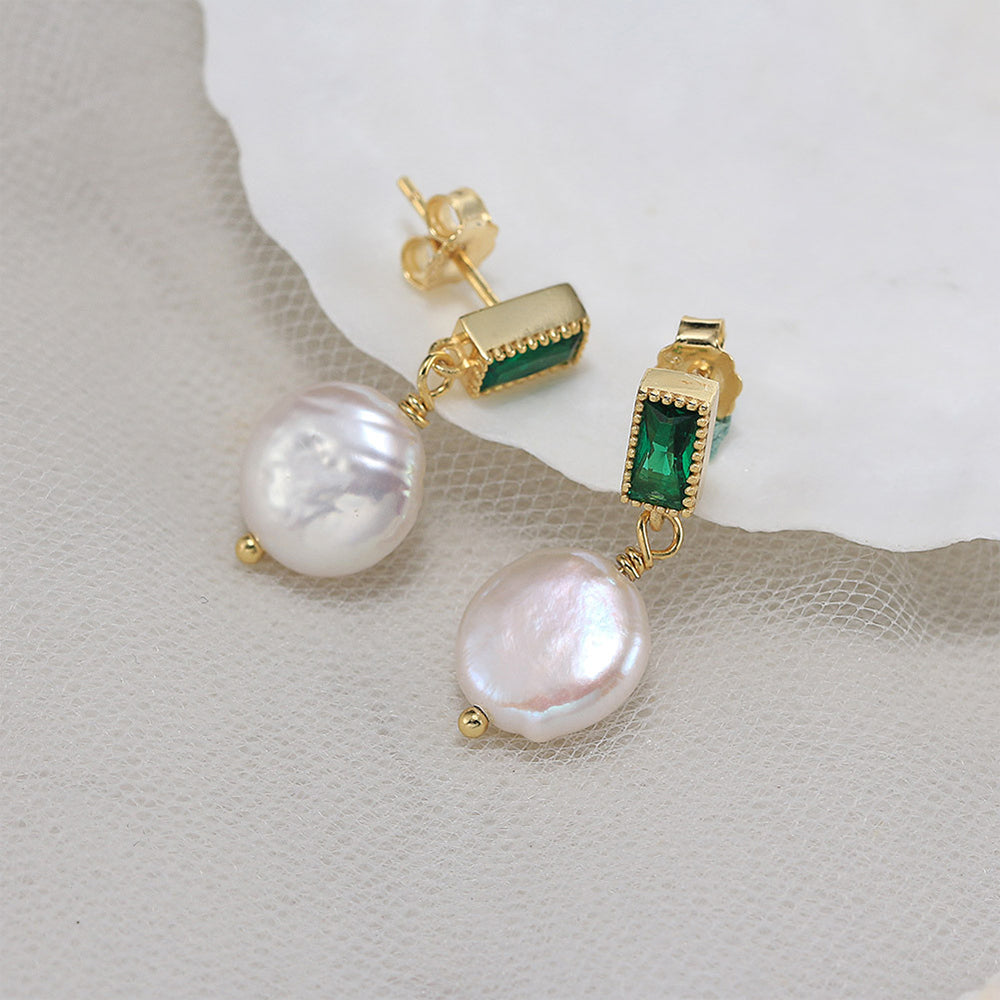 925 Sterling Silver Natural Pearl Earrings Fashion Jewelry Gift for Women Girl
