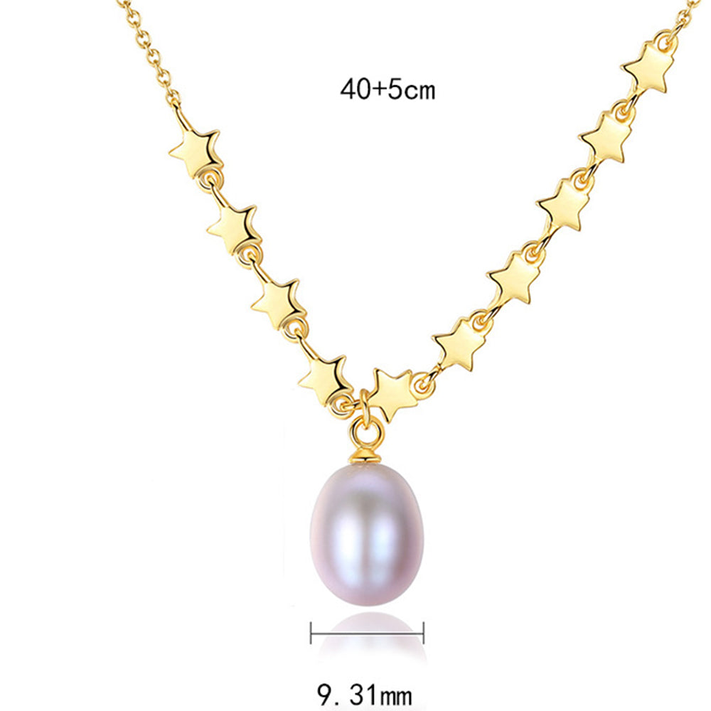 925 Sterling Silver Natural Pearl Drop Necklace Fashion Jewelry Gift for Women Girls