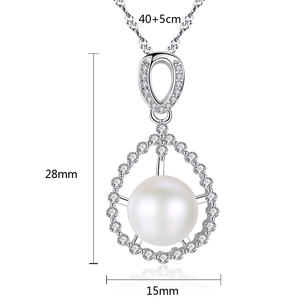 925 Sterling Silver Natural Pearl Drop Necklace Fashion Jewelry Gift for Women Girls