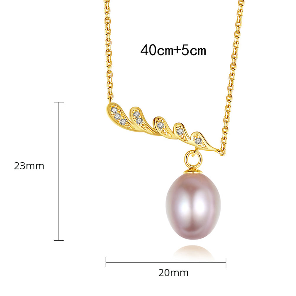 925 Sterling Silver Natural Pearl Drop Necklace Fashion Jewelry Gift for Women Girls
