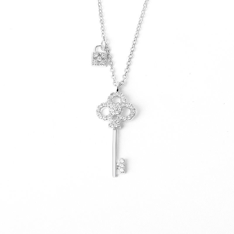925 Sterling Silver Fashion Key Pendant Necklace