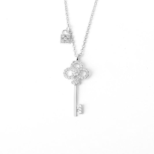 925 Sterling Silver Fashion Key Pendant Necklace