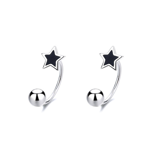 925 Sterling Silver Star Screw Back Stud Earrings
