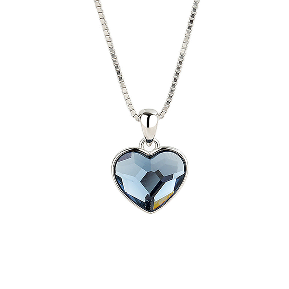 925 Sterling Silver Fashion Crystal Heart Necklace