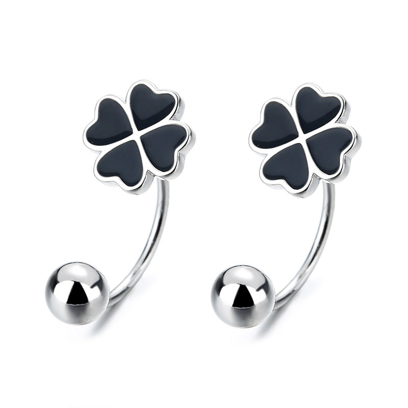 925 Sterling Silver Lucky flower Screwed Earrings