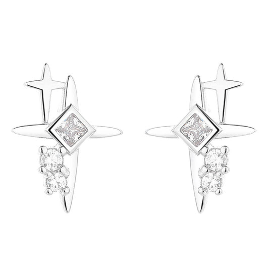925 Sterling Silver Star Screw Back Stud Earrings