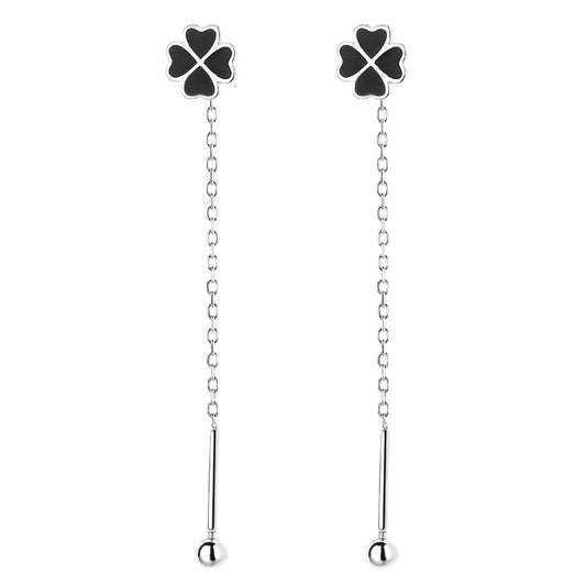 925 Sterling Silver Long Heart Screw Back Stud Earrings