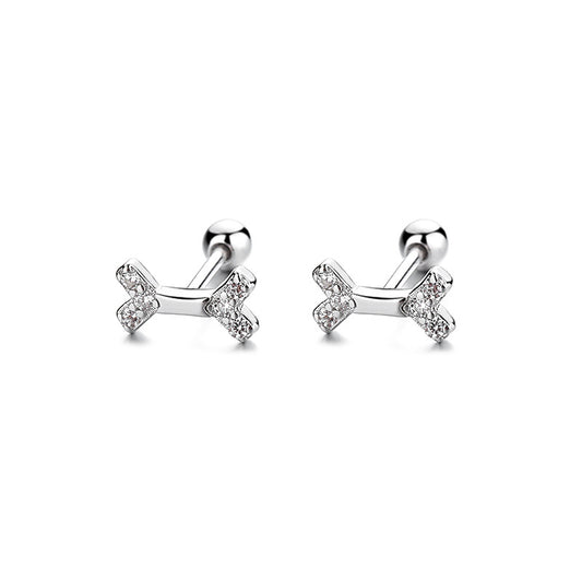 925 Sterling Silver Bone Screw Back Stud Earrings