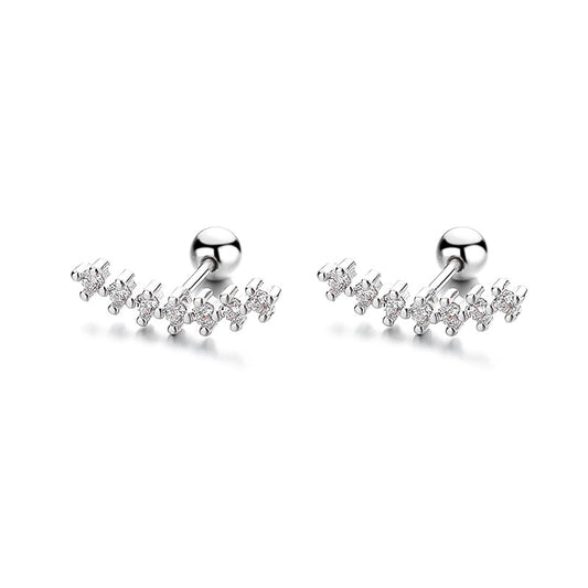 925 Sterling Silver Wave Screw Back Stud Earrings