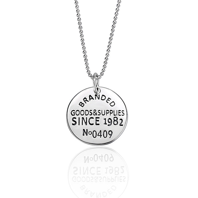 925 Sterling Silver Fashion Round Plate Necklace