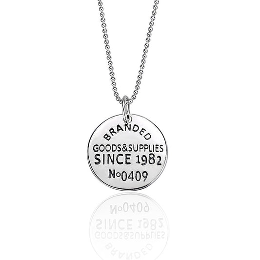 925 Sterling Silver Fashion Round Plate Necklace