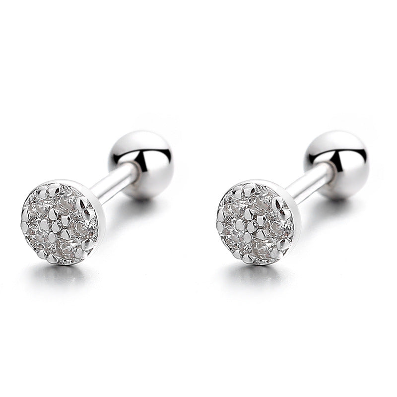 925 Sterling Silver Round Screwed Earrings