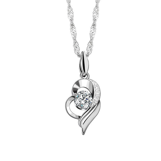 925 Sterling Silver Fashion Zircon Heart Necklace