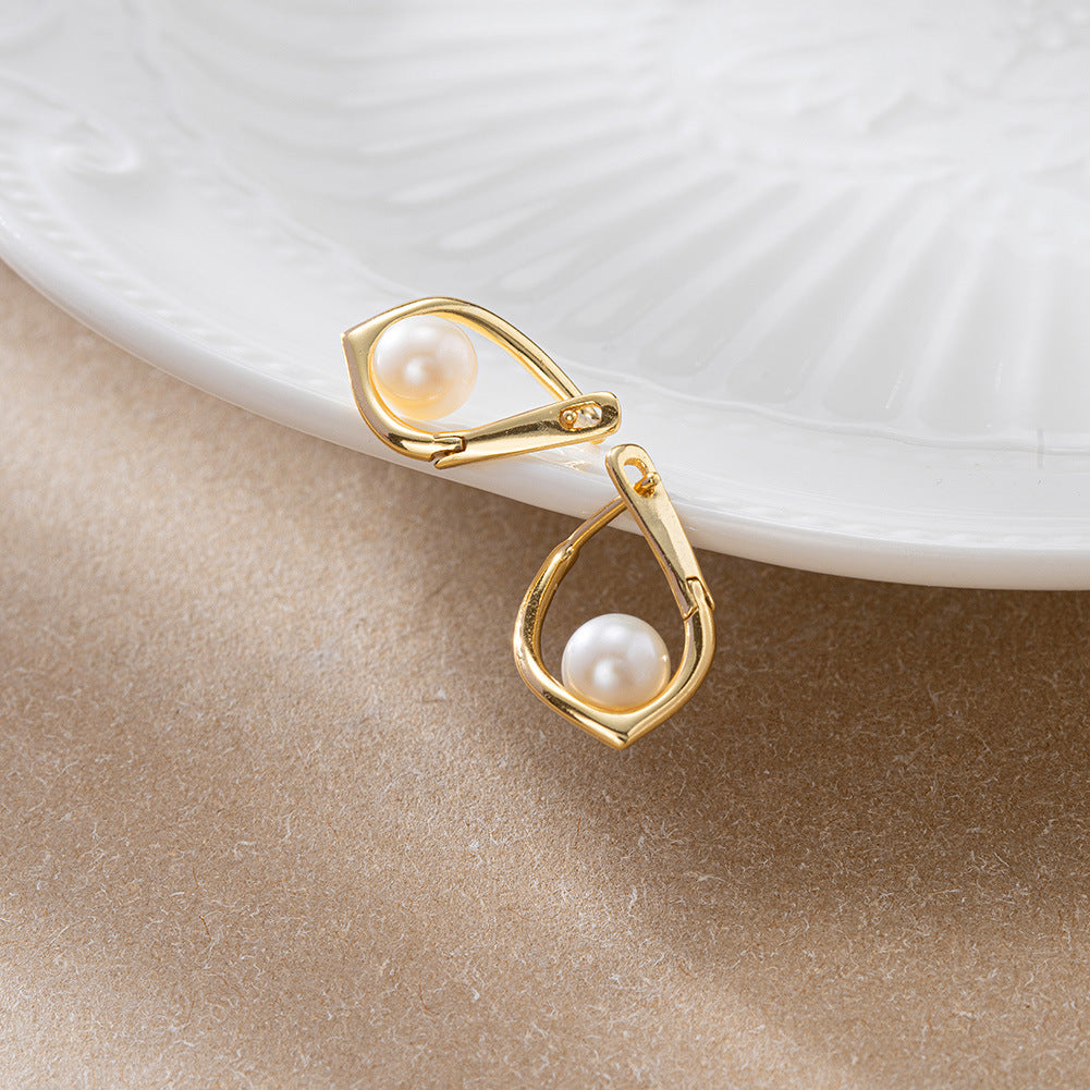 925 Sterling Silver Natural Pearl Earrings Fashion Jewelry Gift for Women Girl