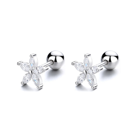 925 Sterling Silver Star Screw Back Stud Earrings