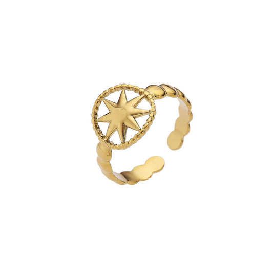 Stainless Steel Sun Star Fashion Ring