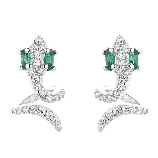 925 Sterling Silver Snake Screw Back Stud Earrings