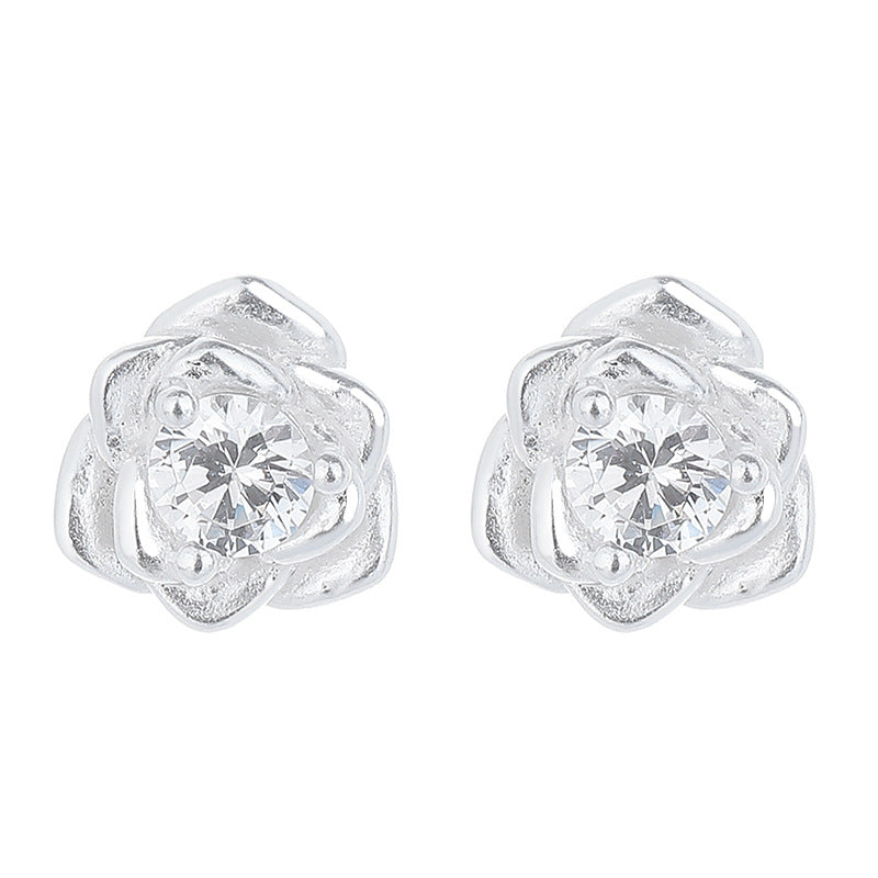 925 Sterling Silver Flower Screw Back Stud Earrings