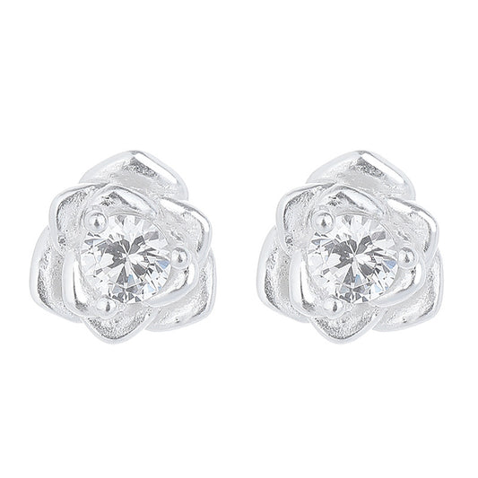 925 Sterling Silver Flower Screw Back Stud Earrings
