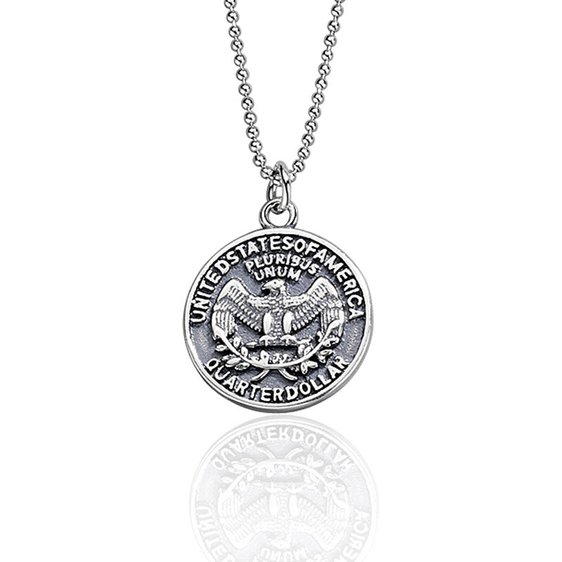 925 Sterling Silver Fashion Round Plate Necklace