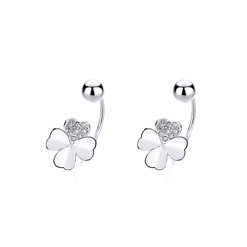 925 Sterling Silver Flower Screw Back Stud Earrings
