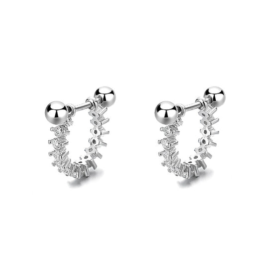 925 Sterling Silver U Screw Back Stud Earrings