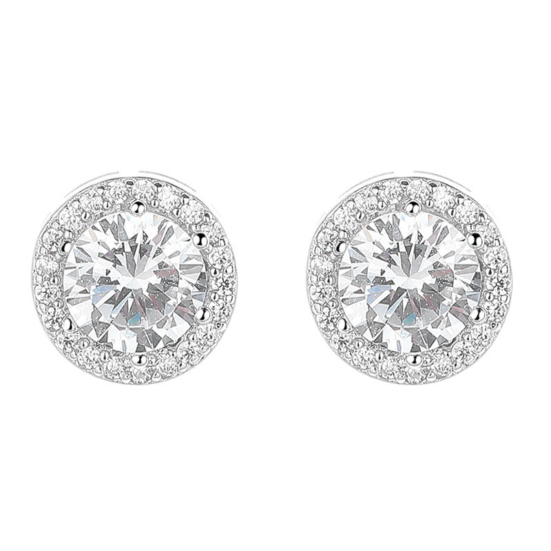 925 Sterling Silver Zircon Screw Back Stud Earrings