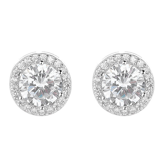 925 Sterling Silver Zircon Screw Back Stud Earrings