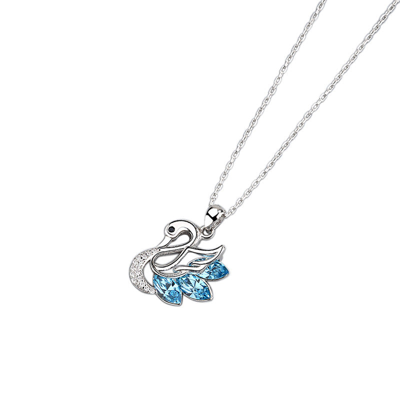 925 Sterling Silver Fashion Swan Pendant Necklace
