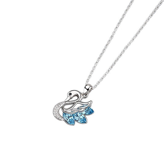 925 Sterling Silver Fashion Swan Pendant Necklace