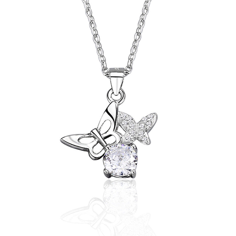 925 Sterling Silver Fashion Butterfly Pendant Necklace