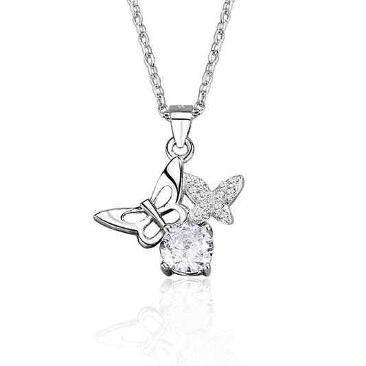 925 Sterling Silver Fashion Butterfly Pendant Necklace