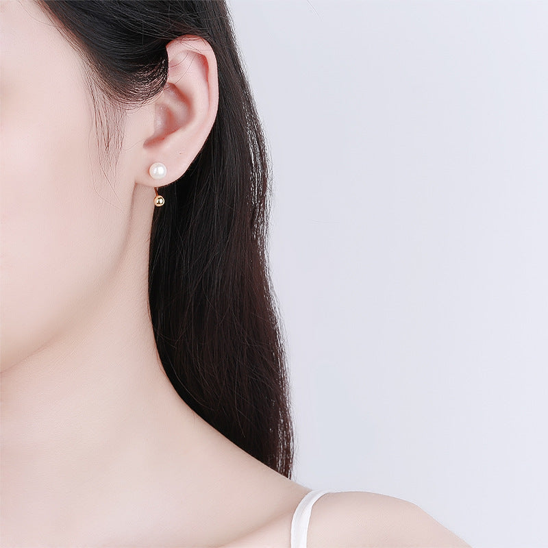 925 Sterling Silver Pearl Screw Back Earrings