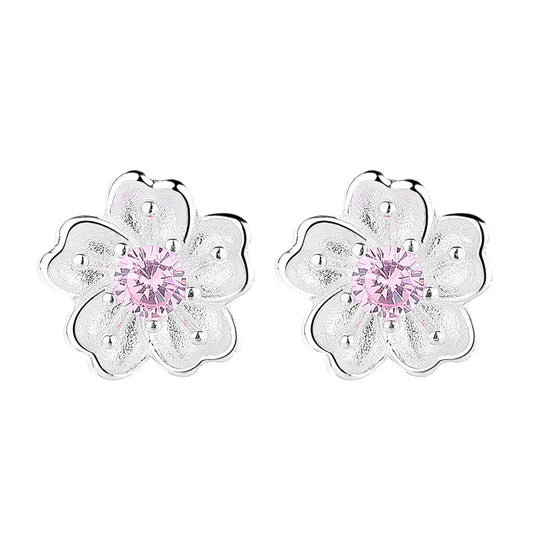 925 Sterling Silver Flower Screw Back Stud Earrings