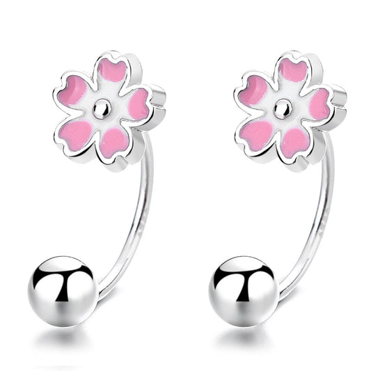 925 Sterling Silver Flower Screw Back Stud Earrings