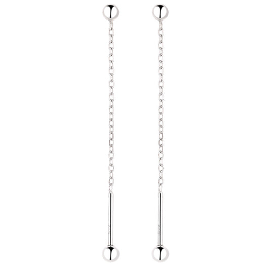 925 Sterling Silver Screwed Long Earrings
