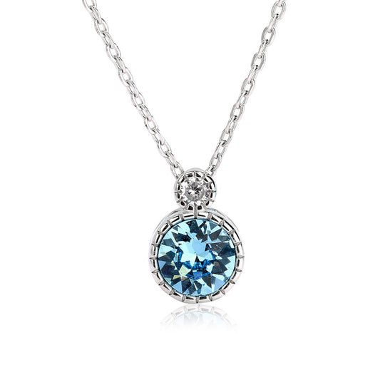 925 Sterling Silver Fashion Blue Zircon Necklace