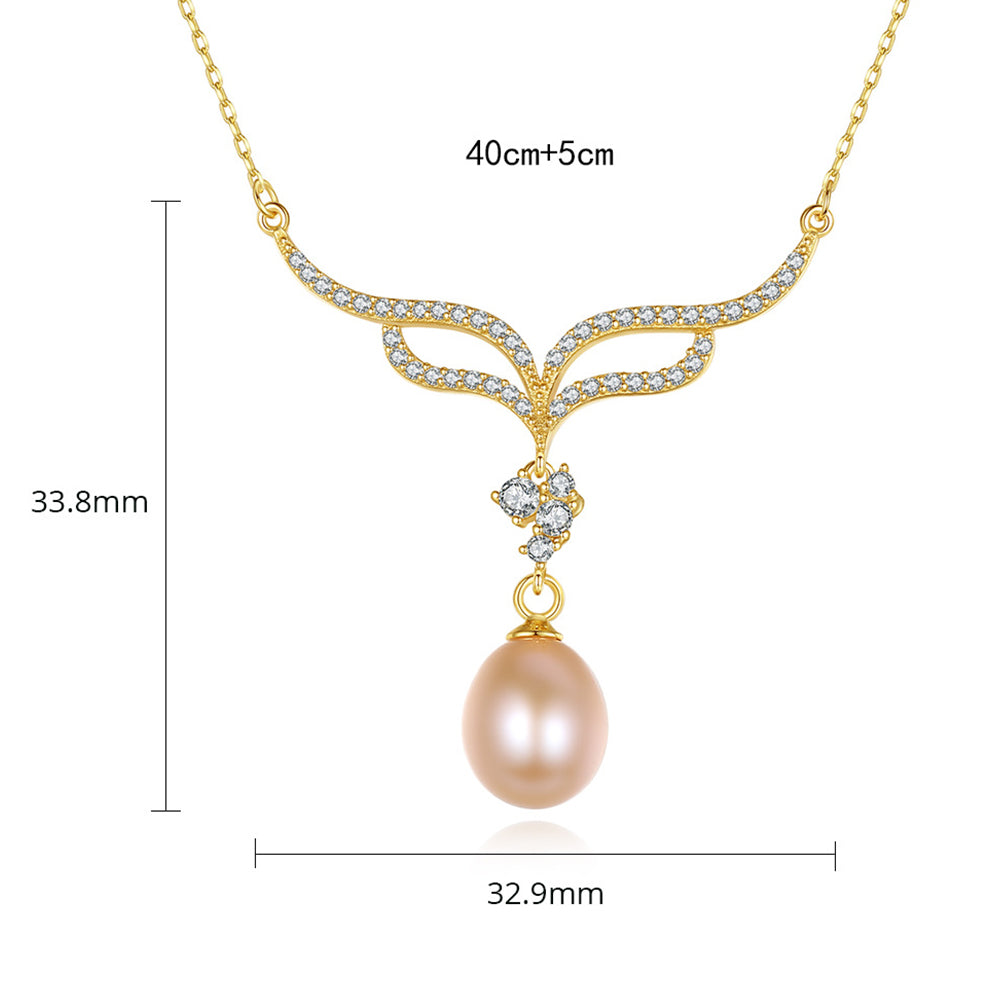925 Sterling Silver Natural Pearl Drop Necklace Fashion Jewelry Gift for Women Girls