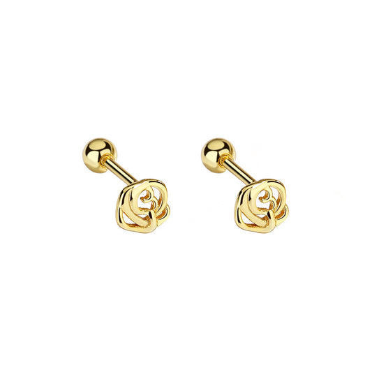 925 Sterling Silver Flower Screw Back Stud Earrings