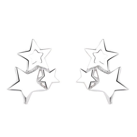 925 Sterling Silver Star Screw Back Stud Earrings
