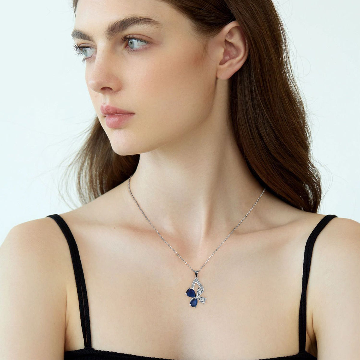 Copper With Silver Plated Butterfly Pendant Necklace