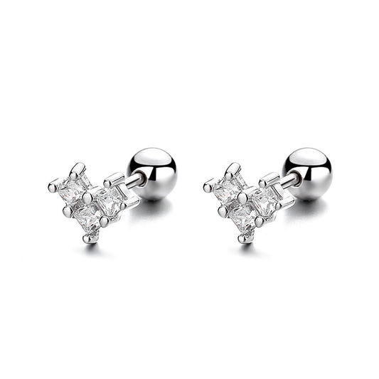 925 Sterling Silver Heart Screwed Earrings